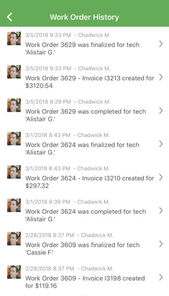 Work Order History