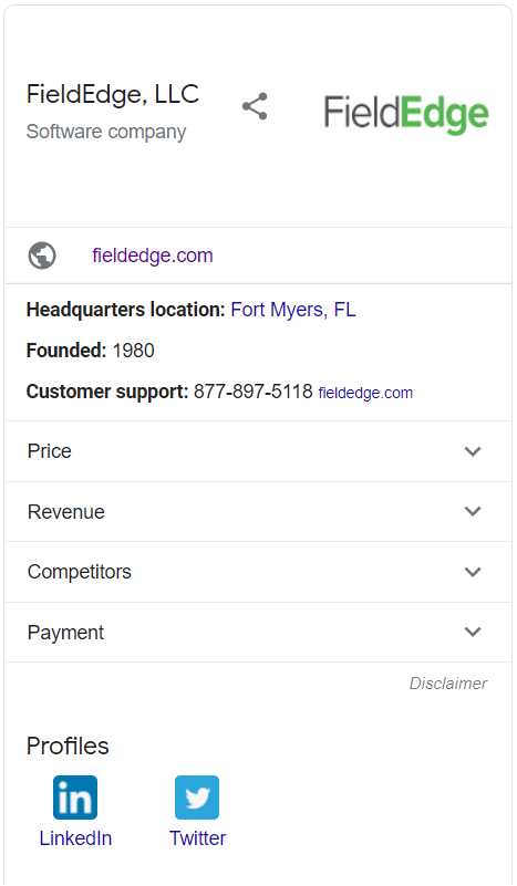 FieldEdge SERP Rich Snippet - Marketing for Contractors